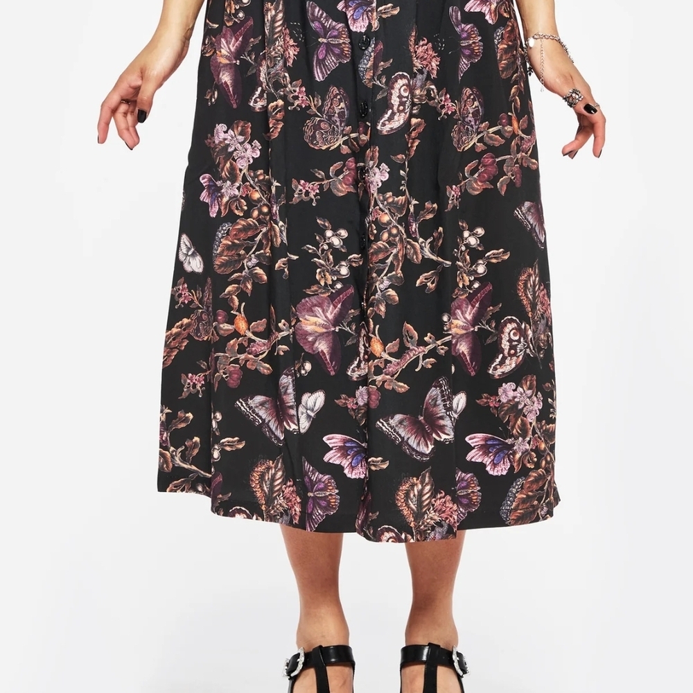 Disturbia Black and Purple Floral A-Line Skirt - Picture 5 of 5